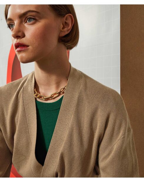 Gilet Anna ceinture amovible marron camel