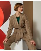 Gilet Anna ceinture amovible marron camel