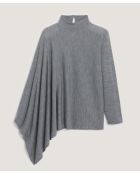 Poncho Hortense 100% laine asymétrique gris