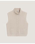 Gilet Sharifa manches courtes col mont blanc écru