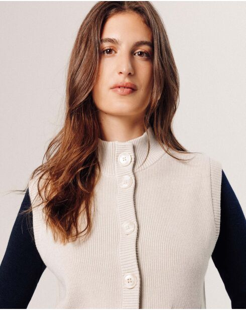 Gilet Sharifa manches courtes col mont blanc écru