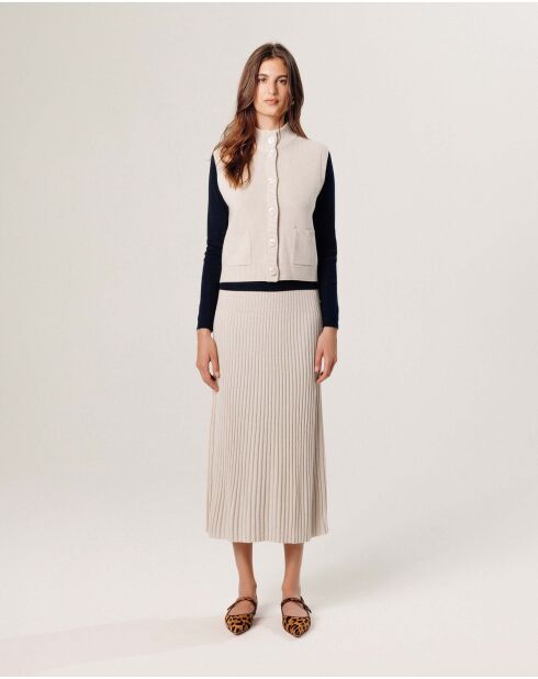 Gilet Sharifa manches courtes col mont blanc écru