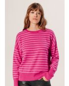 Aliénor Pullover aus 100% Cashmere, Rundhalsausschnitt, gestreift, tonisches Rosa