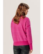 Aliénor Pullover aus 100% Cashmere, Rundhalsausschnitt, gestreift, tonisches Rosa