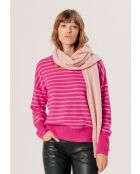 Aliénor Pullover aus 100% Cashmere, Rundhalsausschnitt, gestreift, tonisches Rosa