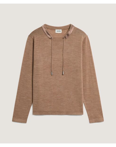 Pull Audrey 100% Laine Col Satin beige ficelle