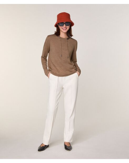 Pull Audrey 100% Laine Col Satin beige ficelle