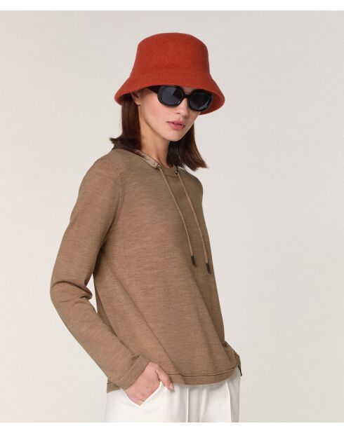 Pull Audrey 100% Laine Col Satin beige ficelle