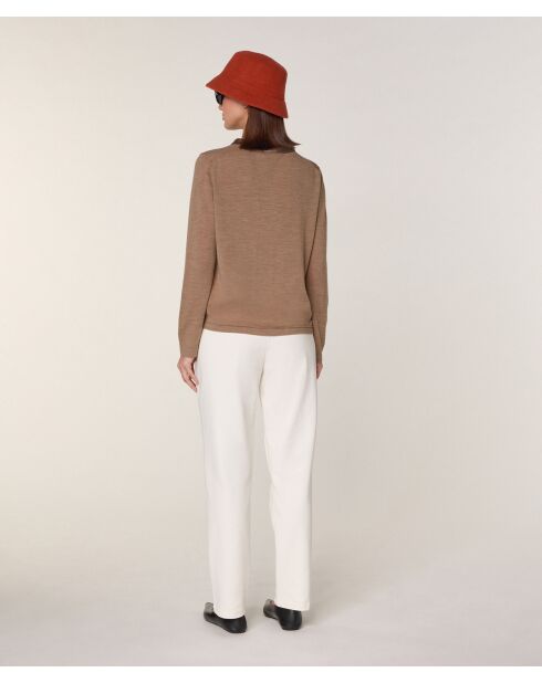 Pull Audrey 100% Laine Col Satin beige ficelle