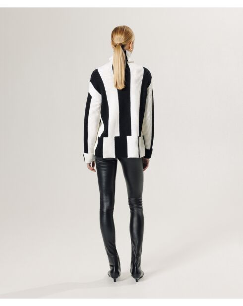 Pull Pervenche en laine bicolore col montant noir