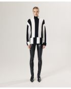 Pull Pervenche en laine bicolore col montant noir