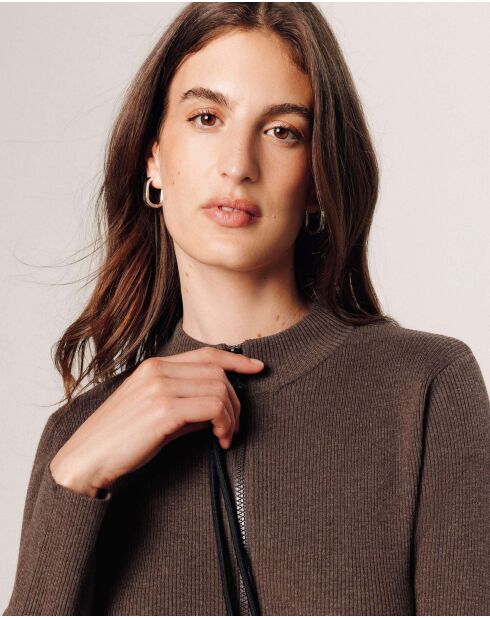 Gilet Maggie zippé marron havane