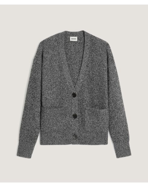 Gilet Eden en laine & Cachemire boutonné col V gris chiné