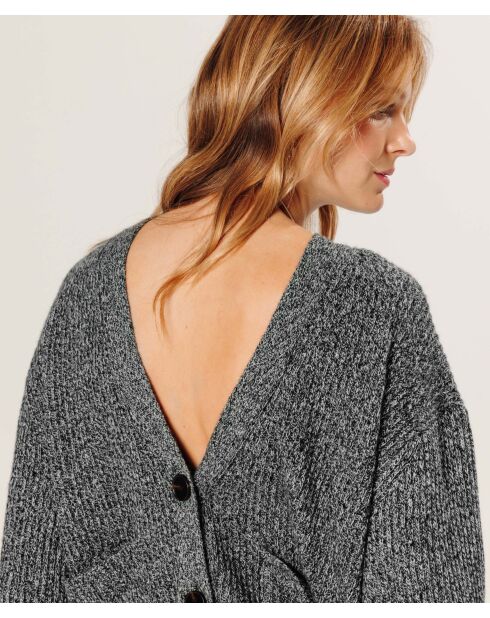 Gilet Eden en laine & Cachemire boutonné col V gris chiné