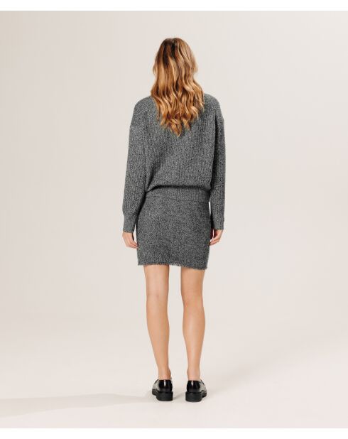 Gilet Eden en laine & Cachemire boutonné col V gris chiné