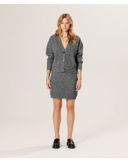 Gilet Eden en laine & Cachemire boutonné col V gris chiné