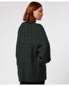 Pull Auxane, col montant à torsades vert foncé