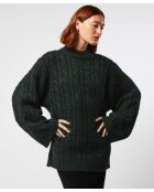 Pull Auxane, col montant à torsades vert foncé