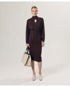 Robe longue Cali 100% Laine laine ceinture violet aubergine