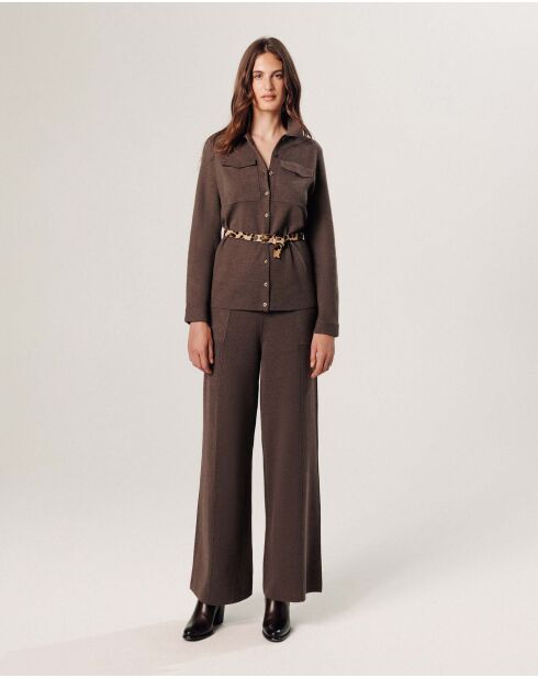 Chemise Rachida poches poitrine marron havane