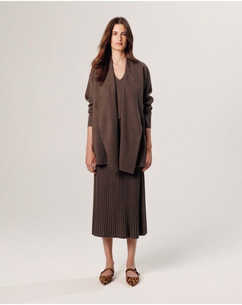 Gilet Lawrence ouvert marron havane