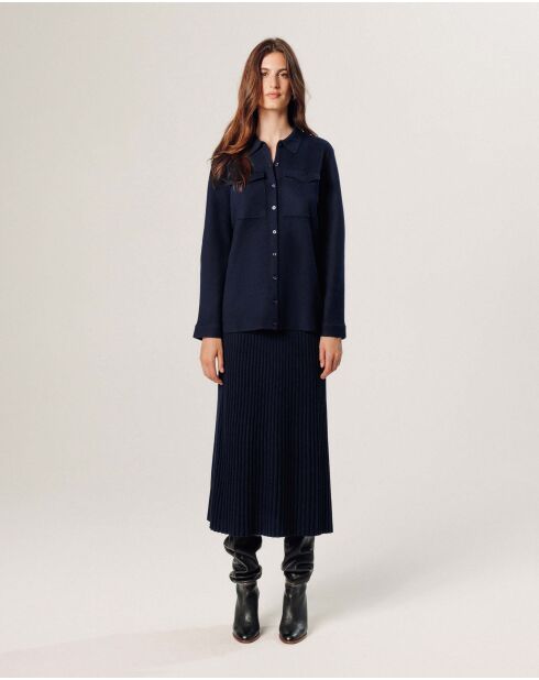 Chemise Cassis poches poitrine bleu nuit