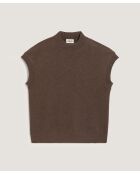 Pull Iphigénie manches courtes col montant marron havane