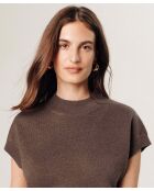 Pull Iphigénie manches courtes col montant marron havane