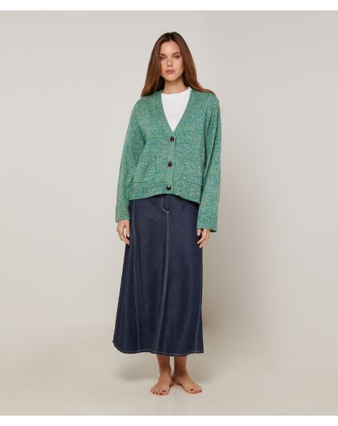 Gilet Brenda col V chiné vert