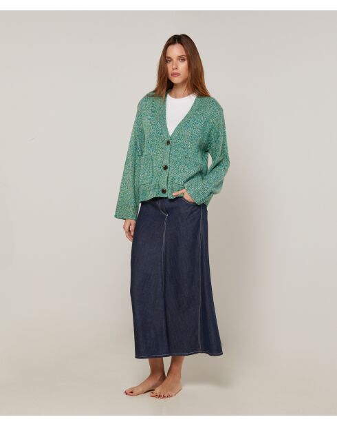 Gilet Brenda col V chiné vert