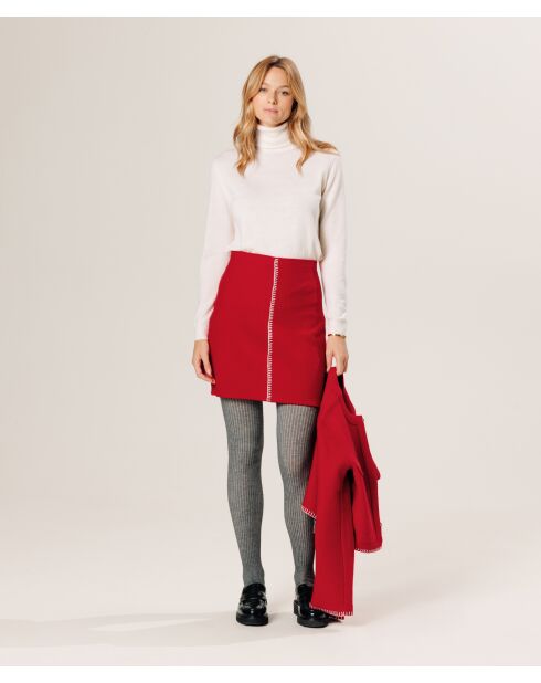 Jupe Courte Krystyna 100% laine rouge