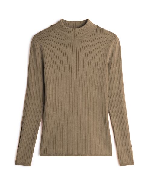 Pull, Abelle col montant ouvertures marron camel