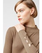 Pull, Abelle col montant ouvertures marron camel