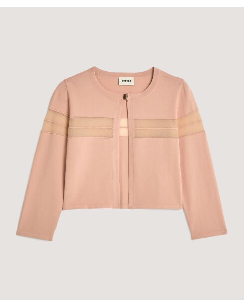 Gilet Albertine col rond rose poudre