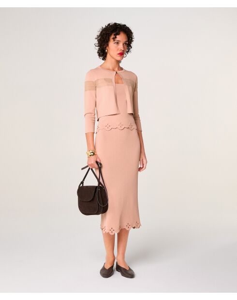 Gilet Albertine col rond rose poudre