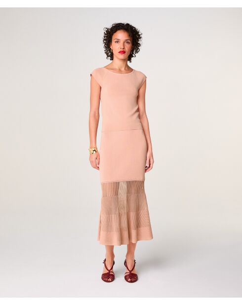 Jupe longue Milena rose poudre