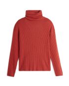 Pull Ornella large col roulé orange rouille