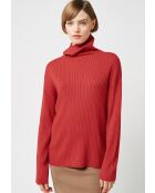 Pull Ornella large col roulé orange rouille
