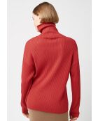 Pull Ornella large col roulé orange rouille