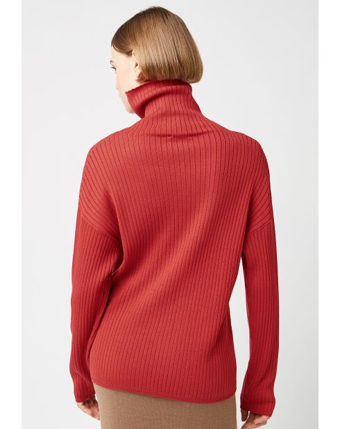 Pull Ornella large col roulé orange rouille
