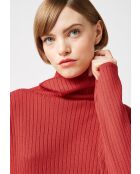 Pull Ornella large col roulé orange rouille