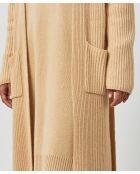 Manteau Lily-Rose long 100% Cachemire ceinture beige chiné