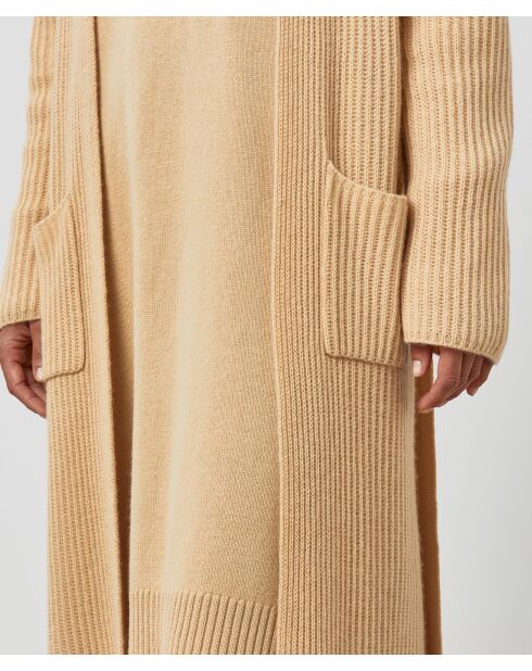 Manteau Lily-Rose long 100% Cachemire ceinture beige chiné
