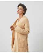 Manteau Lily-Rose long 100% Cachemire ceinture beige chiné