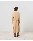 Manteau Lily-Rose long 100% Cachemire ceinture beige chiné