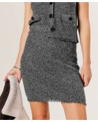 Jupe Fatoumata en Laine & Cachemire à franges gris chiné