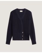 Gilet Ksenia 100% laine cache-coeur boutons bleu marine