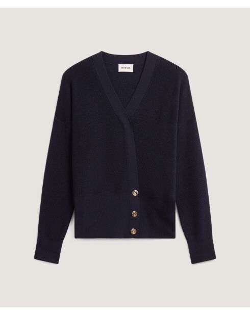 Gilet Ksenia 100% laine cache-coeur boutons bleu marine