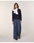 Gilet Ksenia 100% laine cache-coeur boutons bleu marine