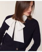 Gilet Ksenia 100% laine cache-coeur boutons bleu marine